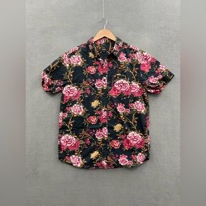 NUTEXROL Men’s Medium Hawaiian Shirt Cotton Polyester Floral Bird Printed